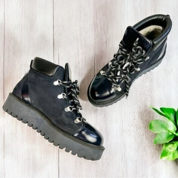 Ganni Boots Women's Size 6/36 Alma: Chunky Winter Lace-Up Boots with Cozy Wool I - Picture 2 of 15